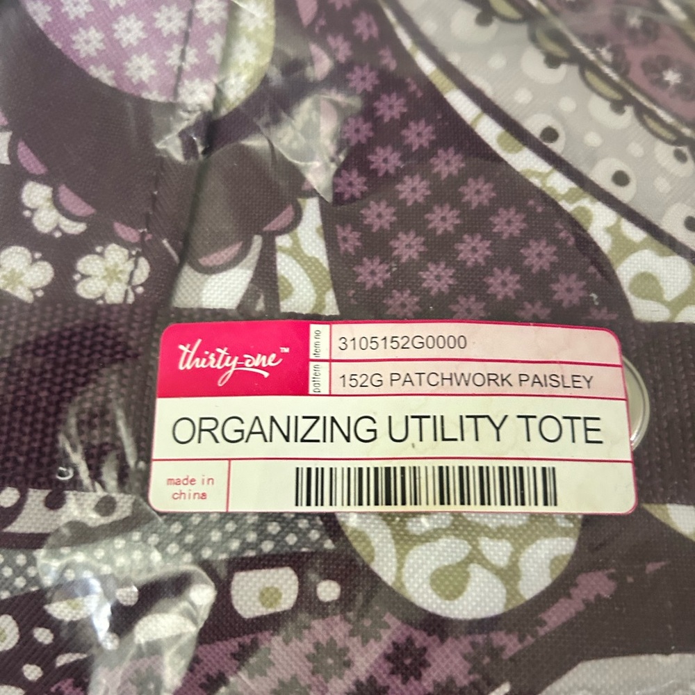 Thirty-One Paisley Utility Tote in Purple and Green